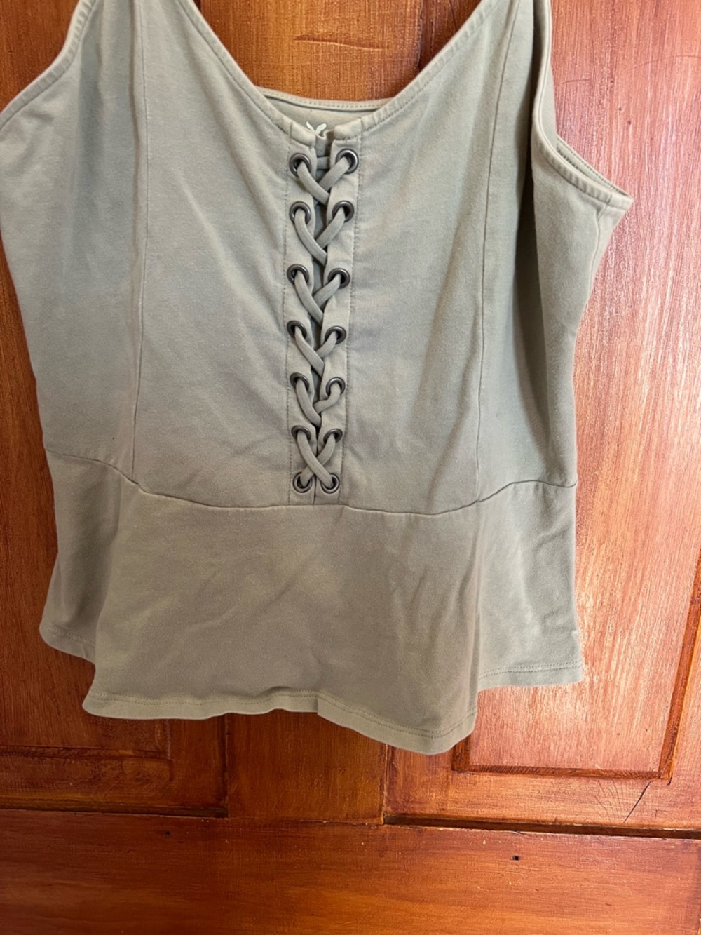 American Eagle Outfitters Sage Green Lace-Up Camisole - Picture 3 of 4